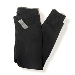 Black Petite Skinny Jeans with Lace Detailing